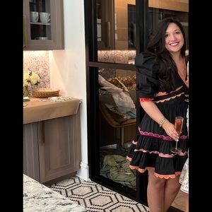 Celia B Black Dress with Colorful Scallop